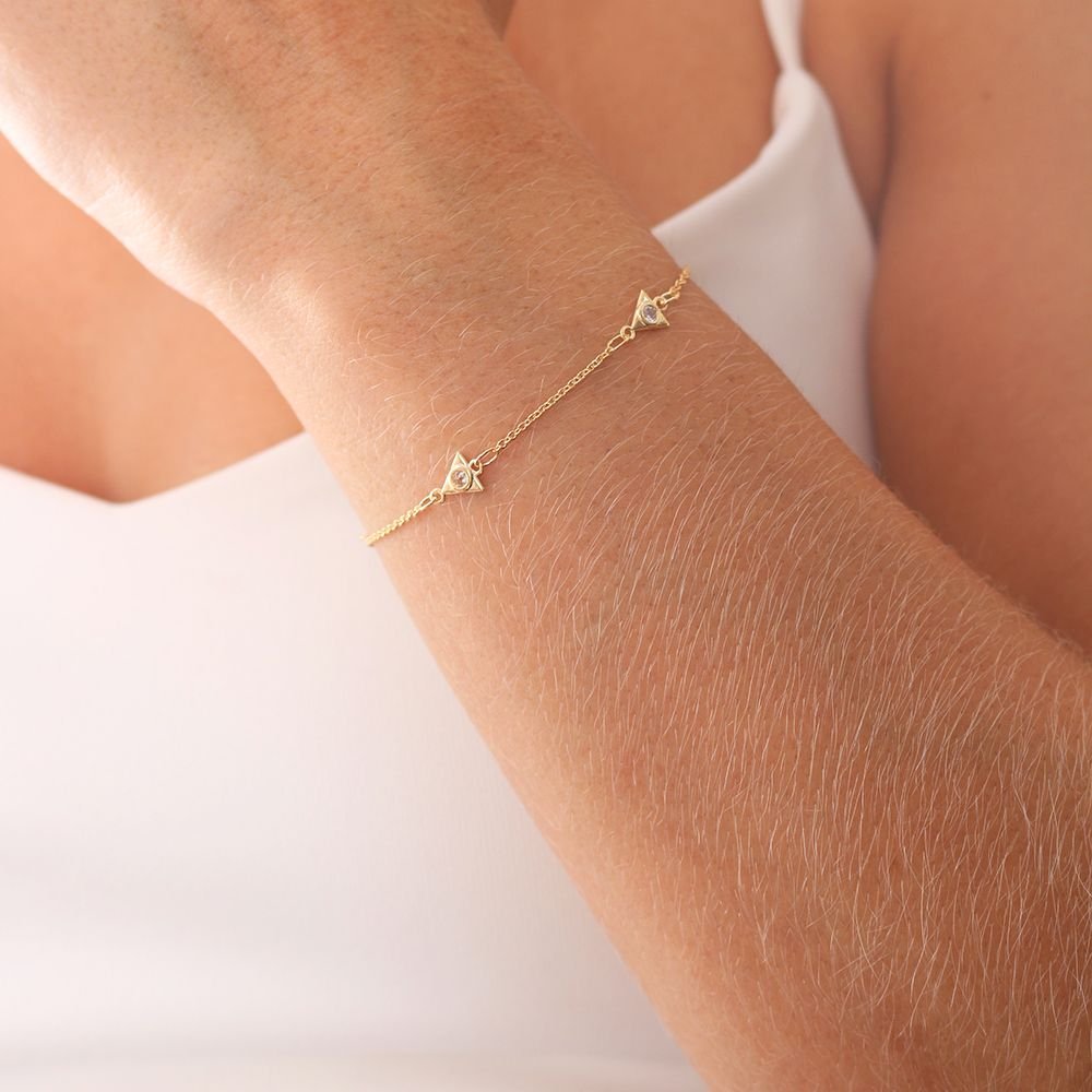 Pst-2971-Fo Pulseira Com Triâgulos Cravejados De Zircônias. Pst-2971-Fo Pulseira Com Triâgulos Cravejados De Zircônias.