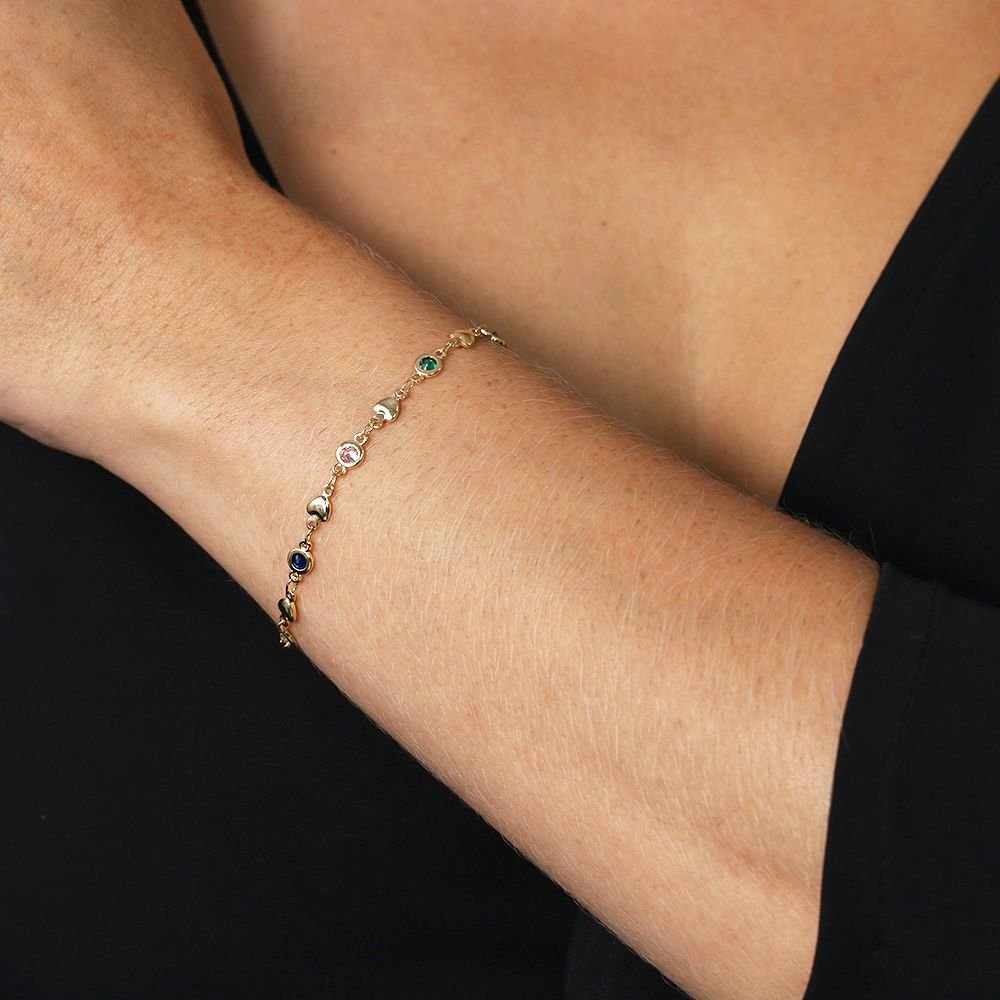 Pst-2978-Fo Pulseira De Mini Corações E Zircônias Coloridas. Pst-2978-Fo Pulseira De Mini Corações E Zircônias Coloridas.