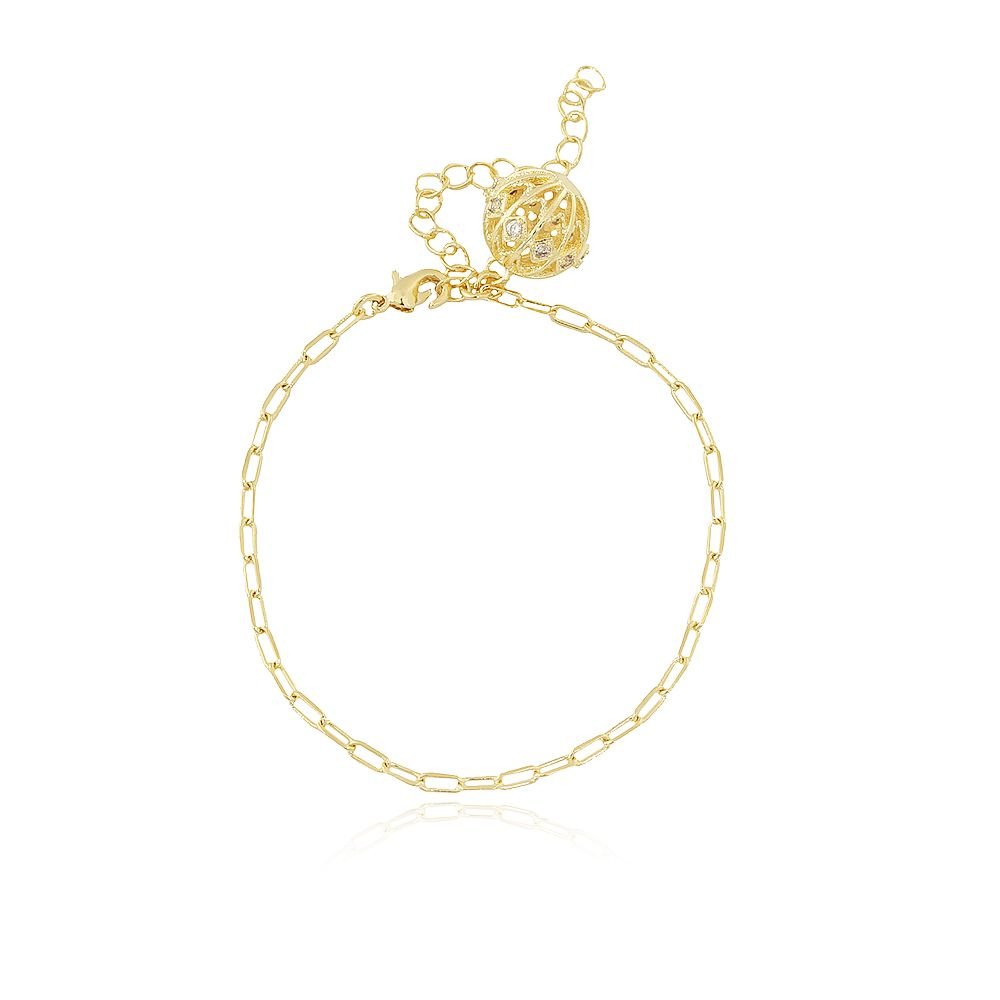 Pst-3004-Fo Pulseira De Elos Com Detalhe Cravejado