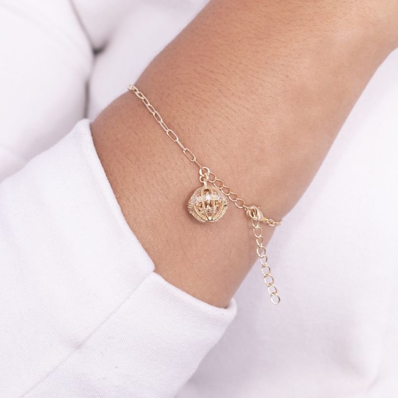 Pst-3004-Fo Pulseira De Elos Com Detalhe Cravejado