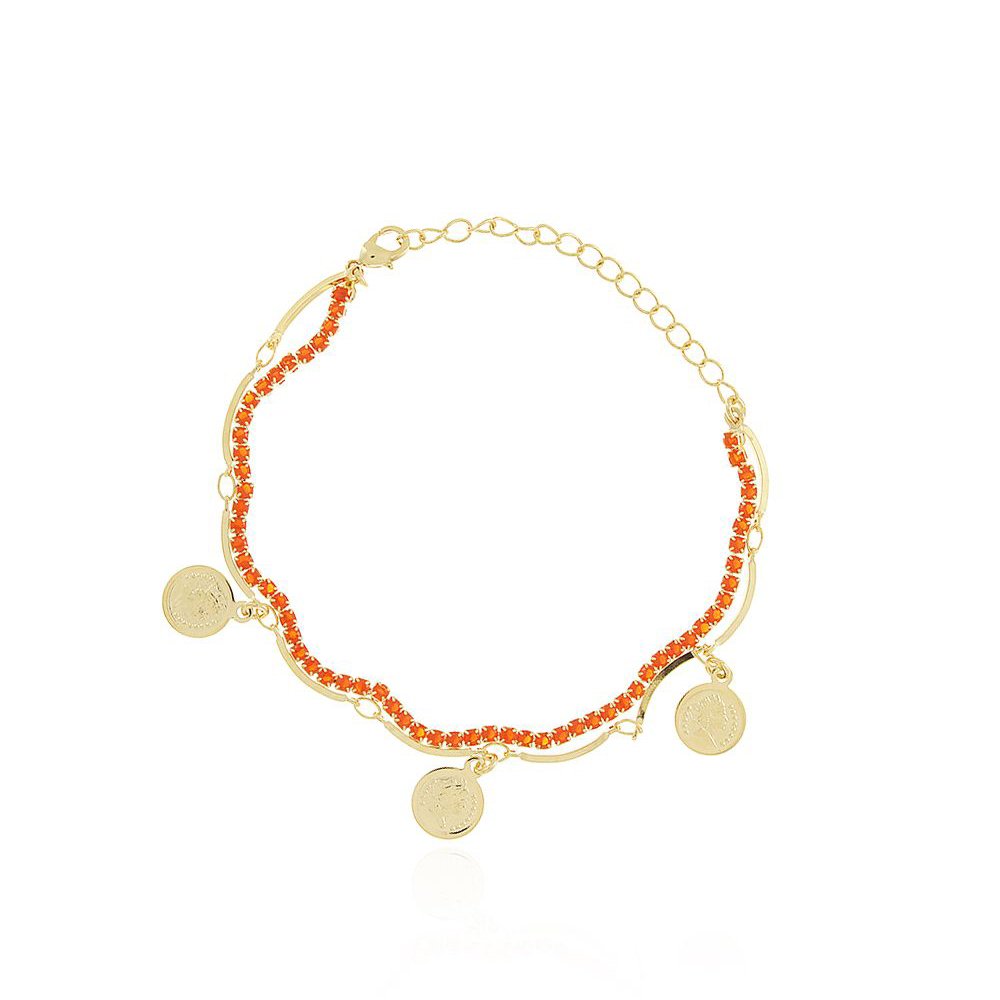 Pst-3008-Fo - Pulseira Dupla Com Pingente Moeda Peso