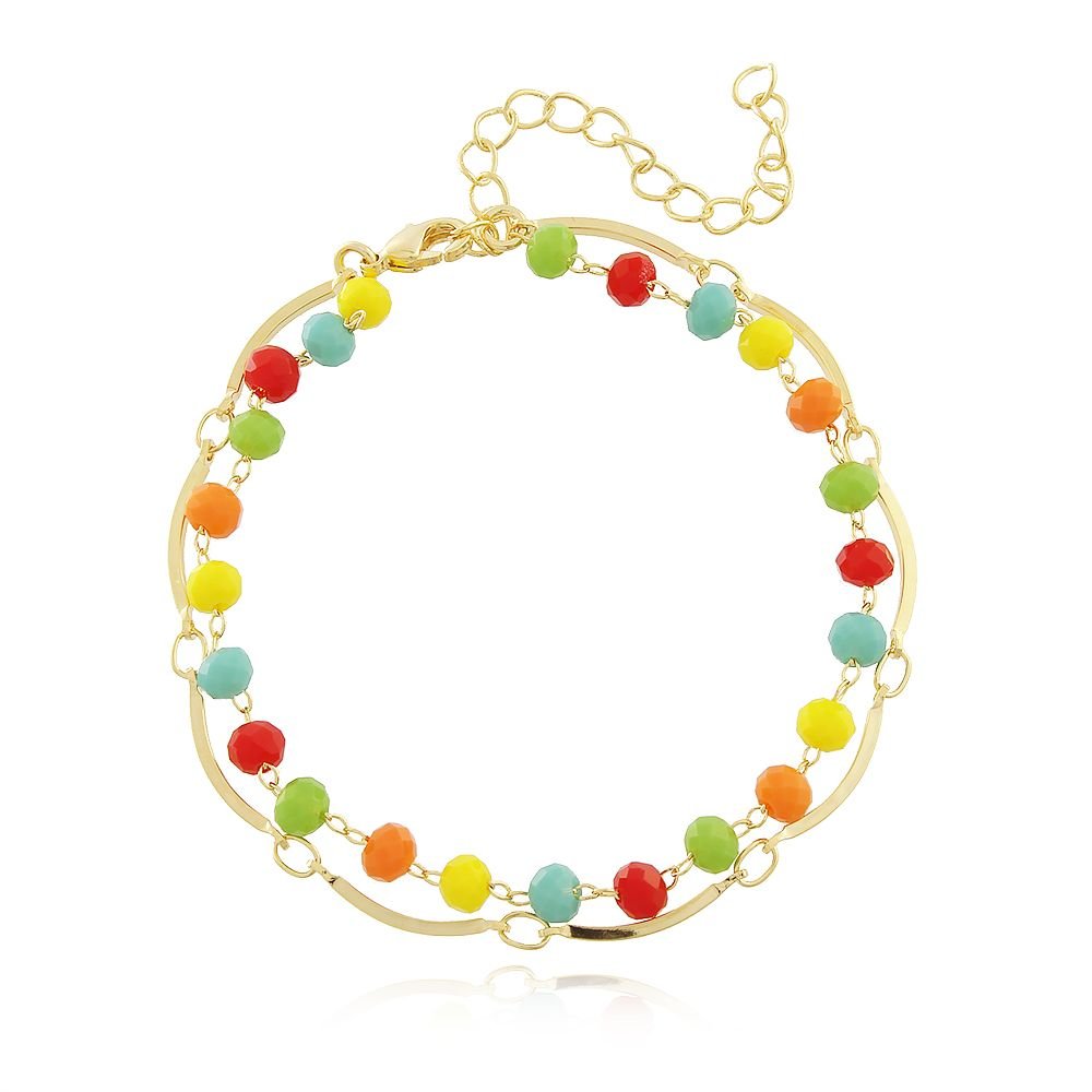 Pst-3015-Fo Pulseira Dupla De Bolinhas Coloridas