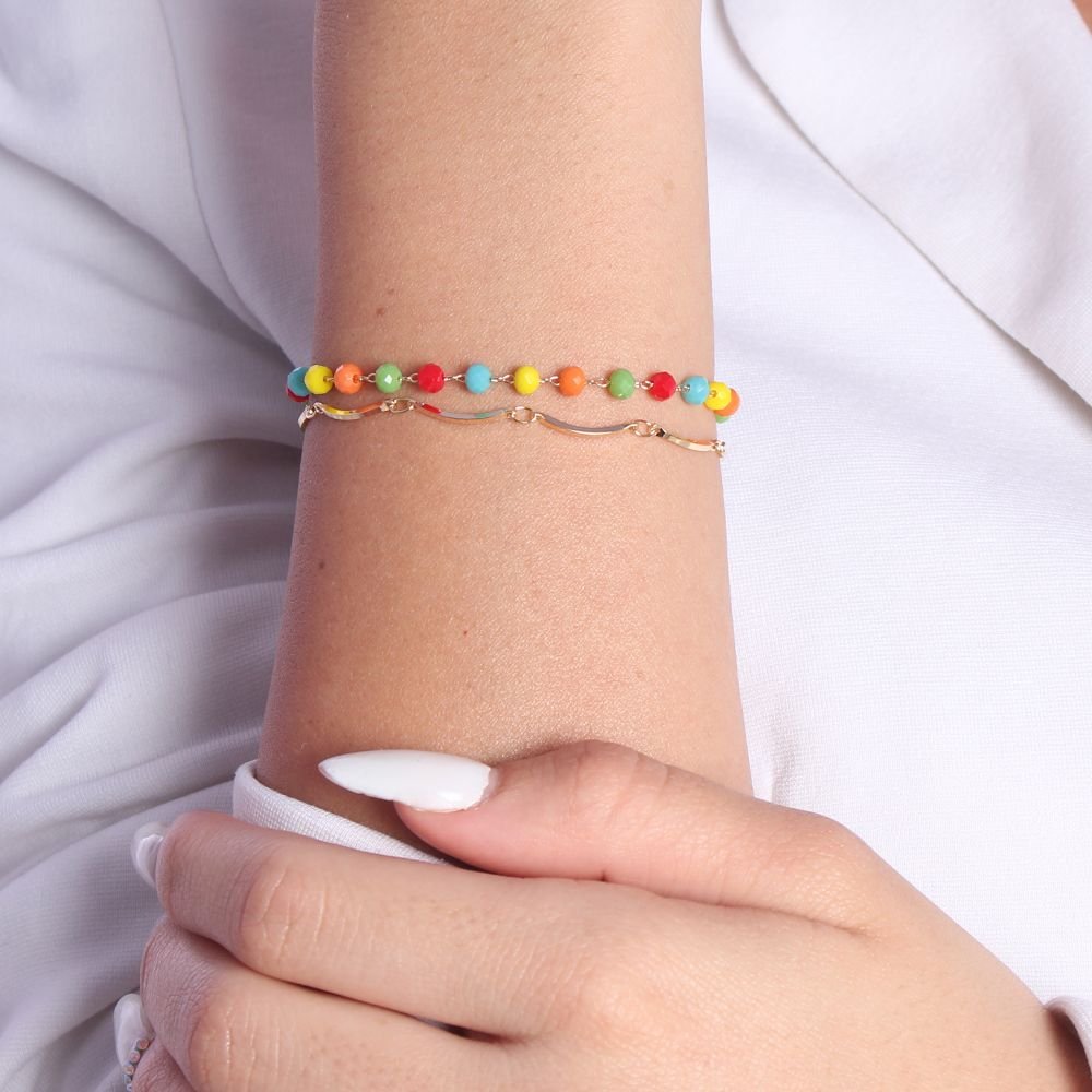 Pst-3015-Fo Pulseira Dupla De Bolinhas Coloridas