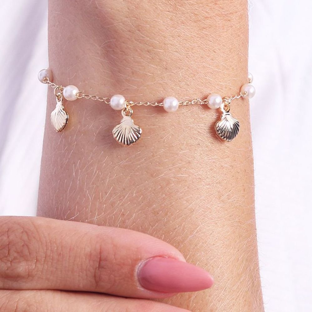 Pst-3028-Fo Pulseira De Pérolas E Conchas
