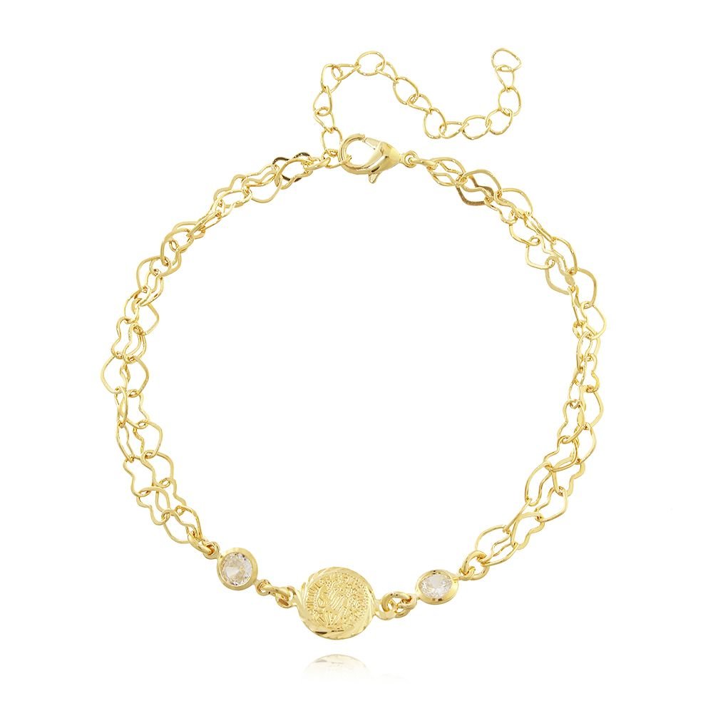 Pst-3047-Fo Pulseira De São Bento Corações E Zircônias