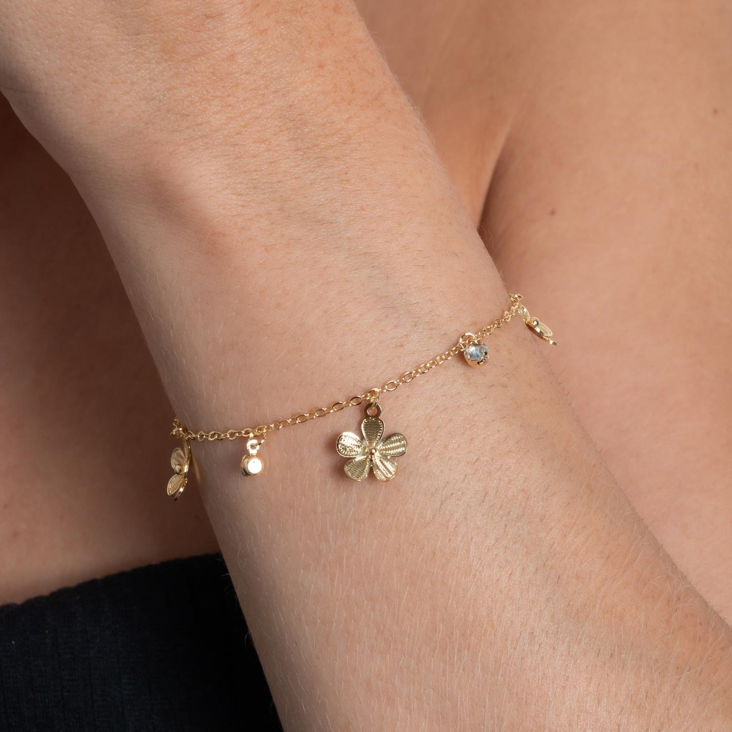 Pst-3062-Fo Pulseira Ponto De Luz E Flor