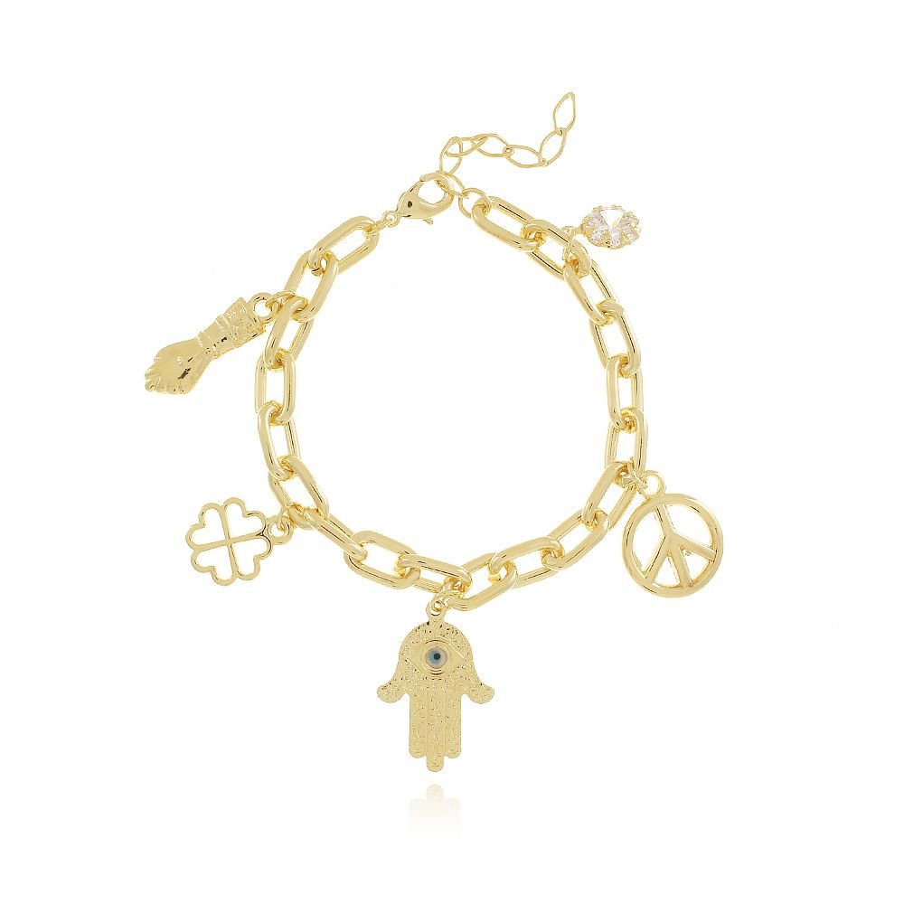 Pst-3075-Fo Pulseira De Elos Com Patuás