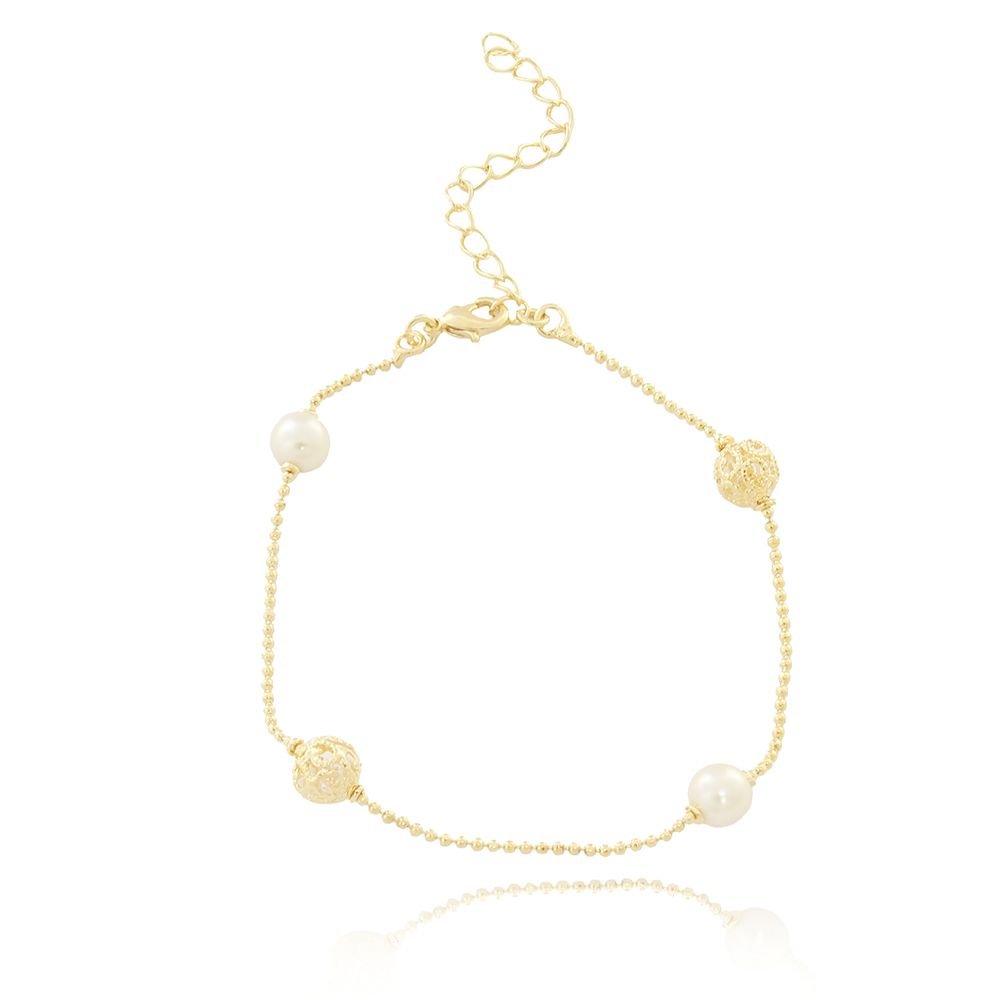 Pst-3088-Fo Pulseira De Pérolas Detalhada