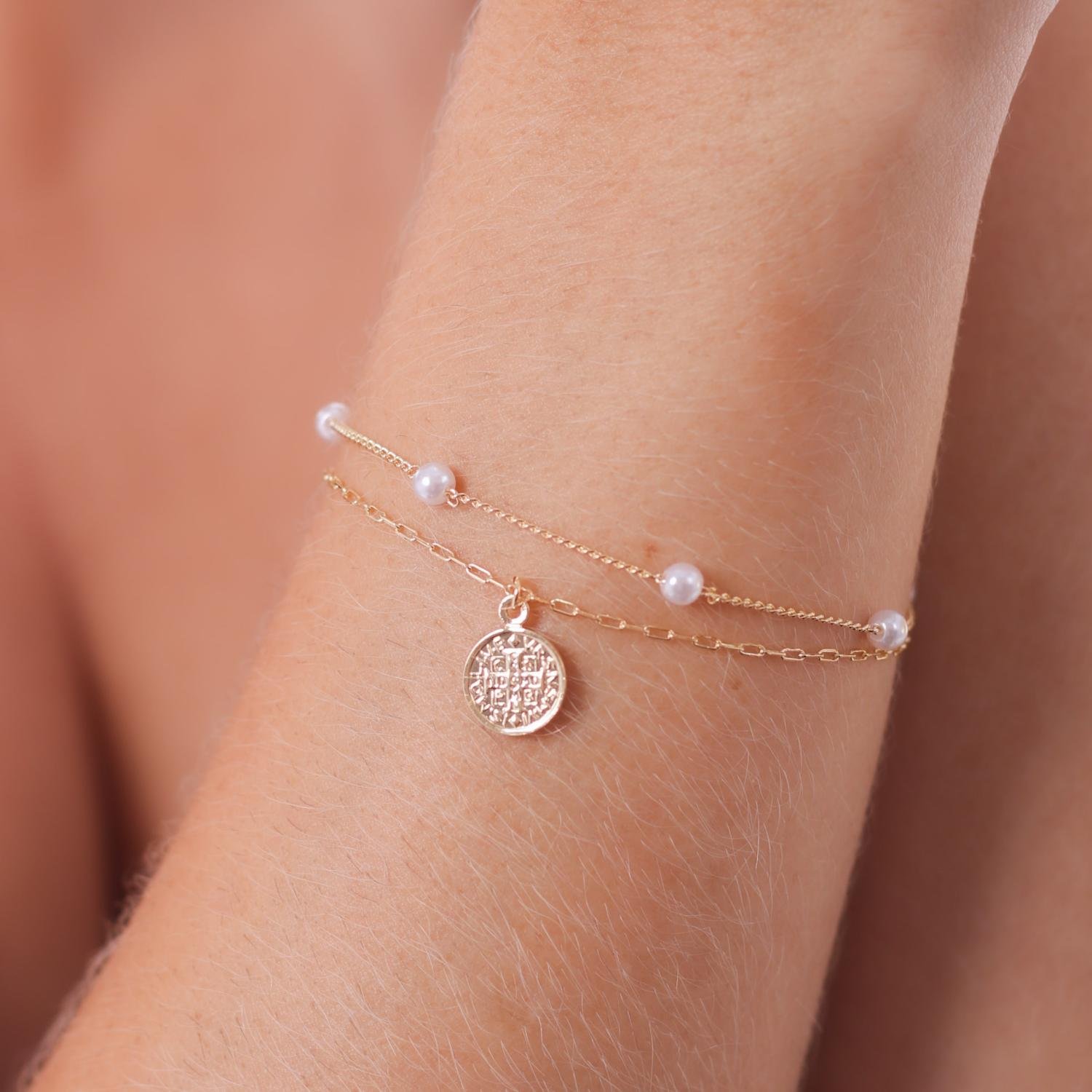 Pst-3100-Fo Pulseira De Pérola Com Medalha.