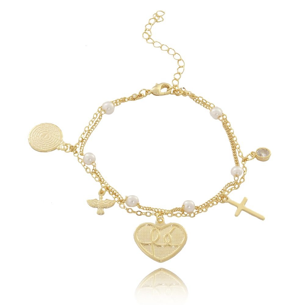 Pst-3108-Fo Pulseira Com Pingentes Religiosos
