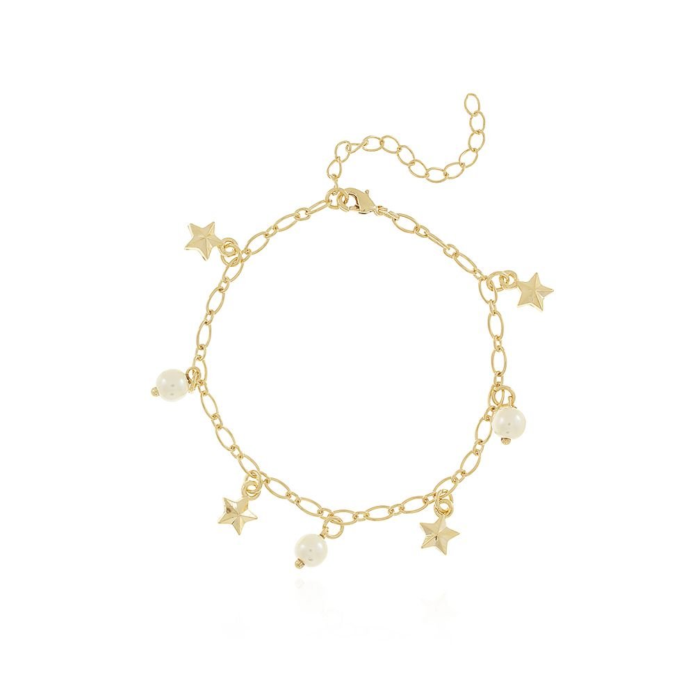 Pst-3111-Fo Pulseira De Pérolas E Estrelas
