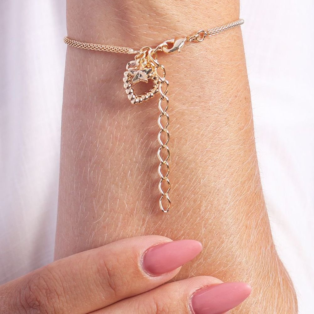 Pst-3117-Fo Pulseira Com Coração Estrela E Zircônia