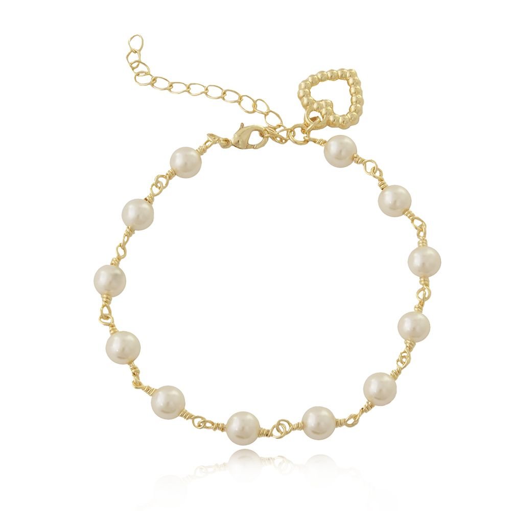 Pst-3125-Fo Pulseira De Pérolas E Coração