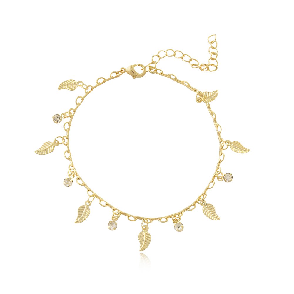 Pst-3138-Fo Pulseira De Folhas E Zircônias