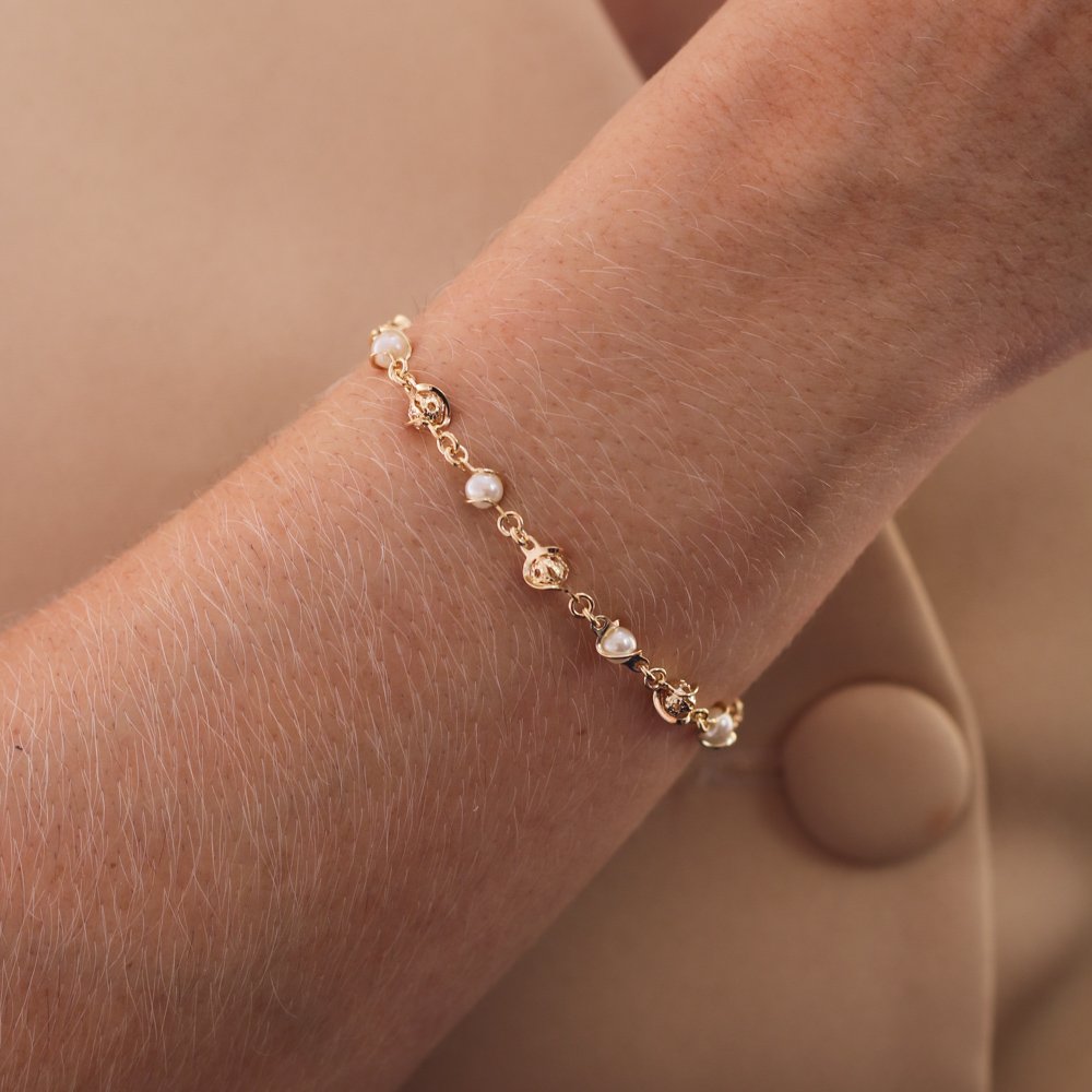 Pst-3167-Fo Pulseira De Pérolas E Bolinhas Detalhadas