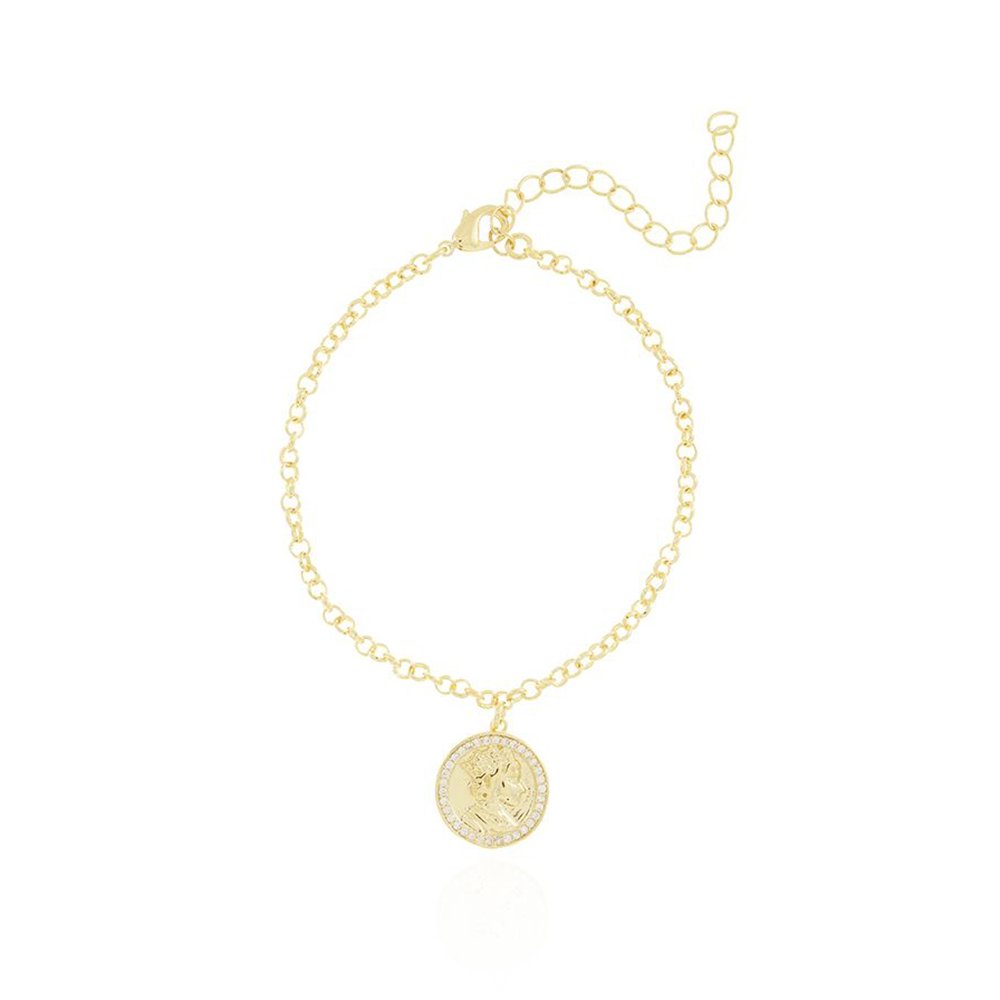 Pst-3181-Fo Pulseira Moeda Com Zircônia