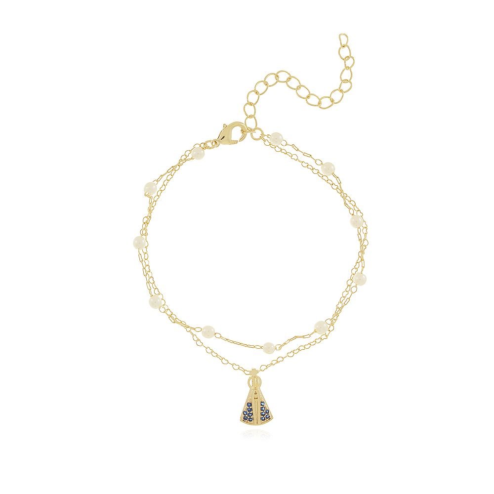 Pst-3186-Fo Pulseira Dupla De Nossa Senhora Aparecida E Pérolas