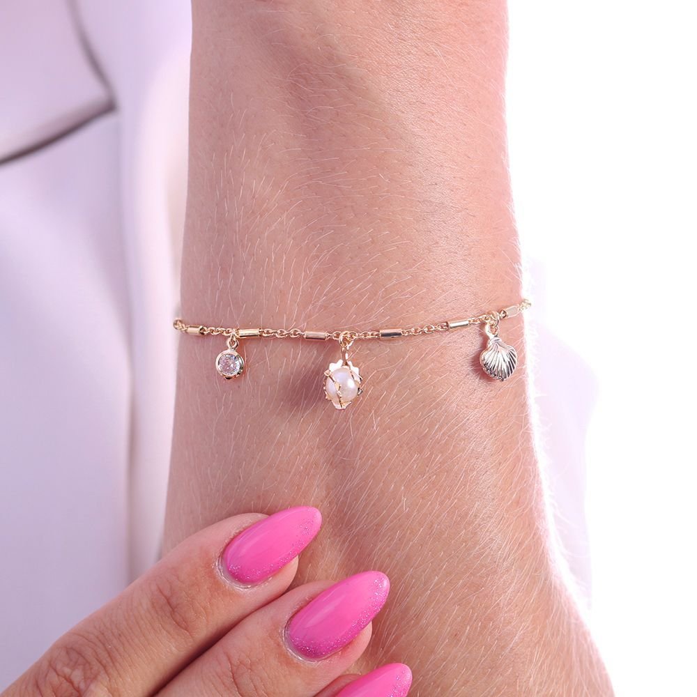 Pst-3190-Fo Pulseira De Concha Pérola E Zircônia