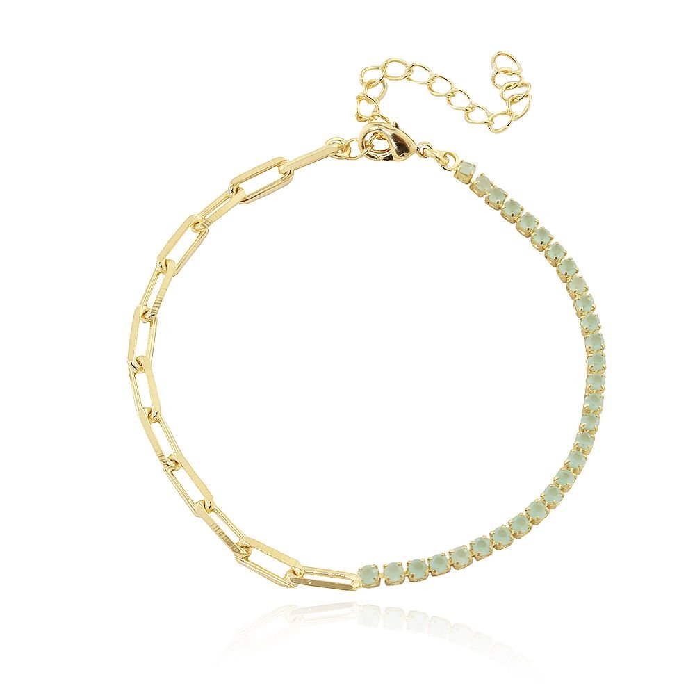 Pst-3193-Fo Pulseira Correntaria + Riviera Verde