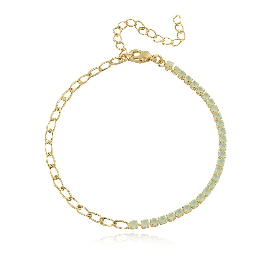  Pst-3194-Fo Pulseira Cravejada Verde