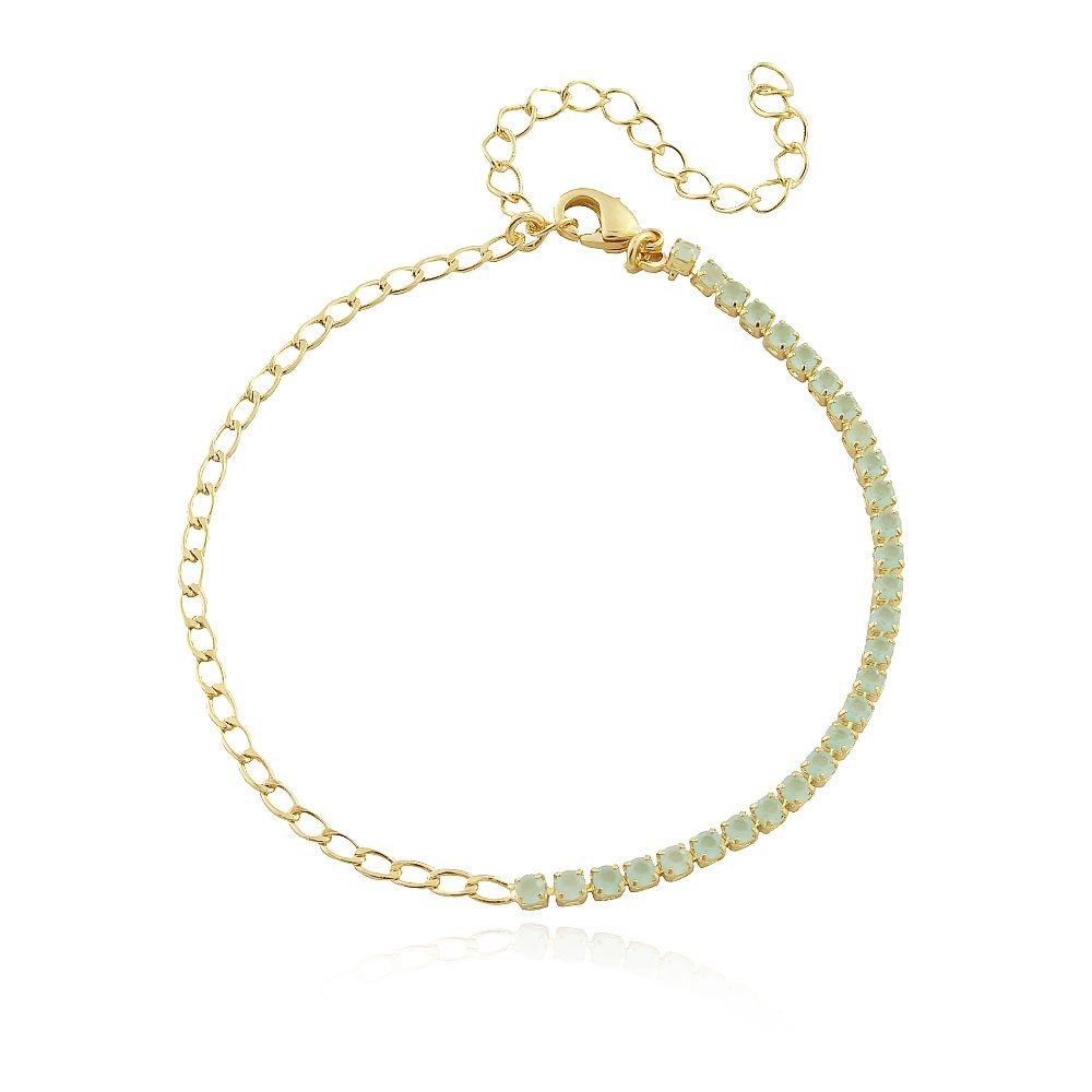 Pst-3196-Fo Pulseira Correntaria + Riviera Verde