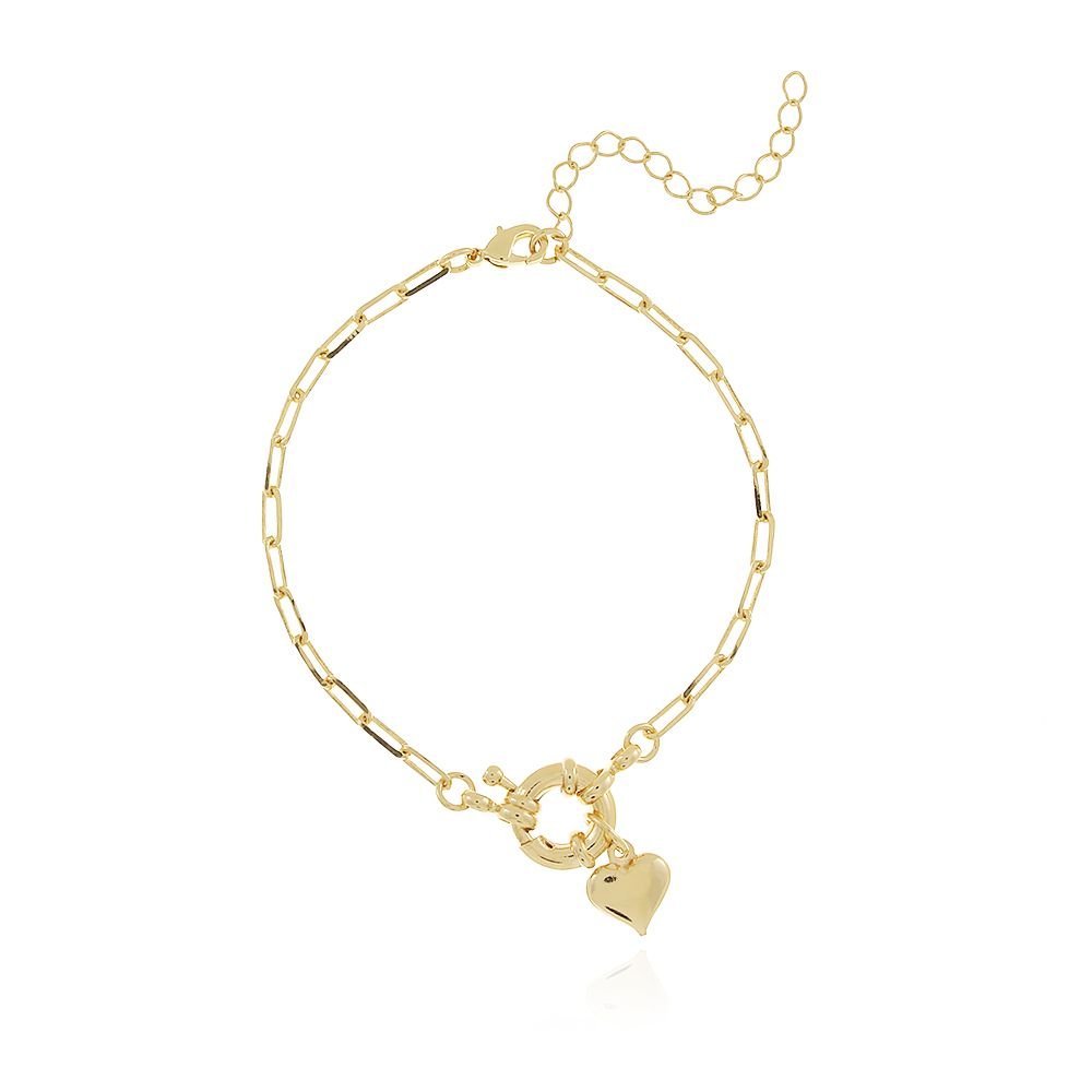 Pst-3231-Fo Pulseira De Elos Coração E Fecho Boia