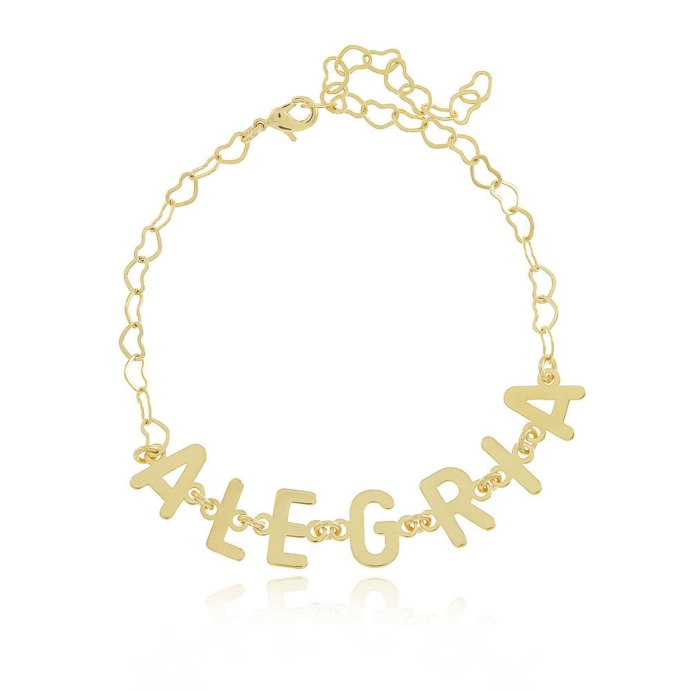 Pst-3237-Fo Pulseira Escrito Alegria Com Mini Corações