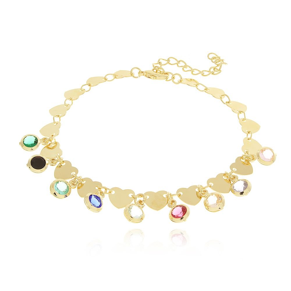 Pst-3251-Fo Pulseira De Corações E Zircônias Coloridas