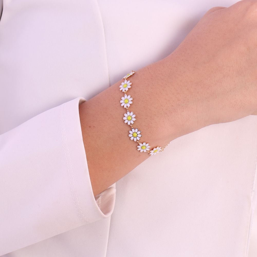 Pst-3264-Fo Pulseira De Flores Resinadas Rosa