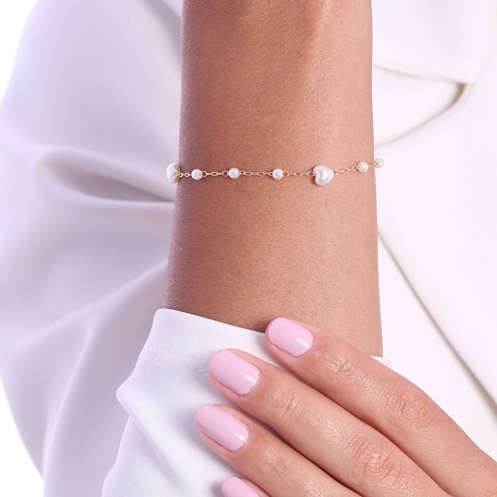 Pst-3281-Fo Pulseira De Pérolas Em Corações
