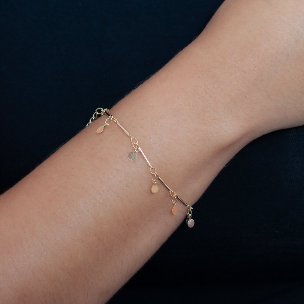 Pst-3351-Fo Pulseira Detalhada Com Medalhinhas Lisas