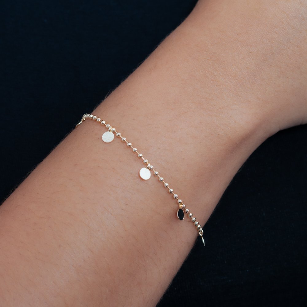 Pst-3353-Fo Pulseira De Mini Medalhinhas E Corrente De Bolinhas