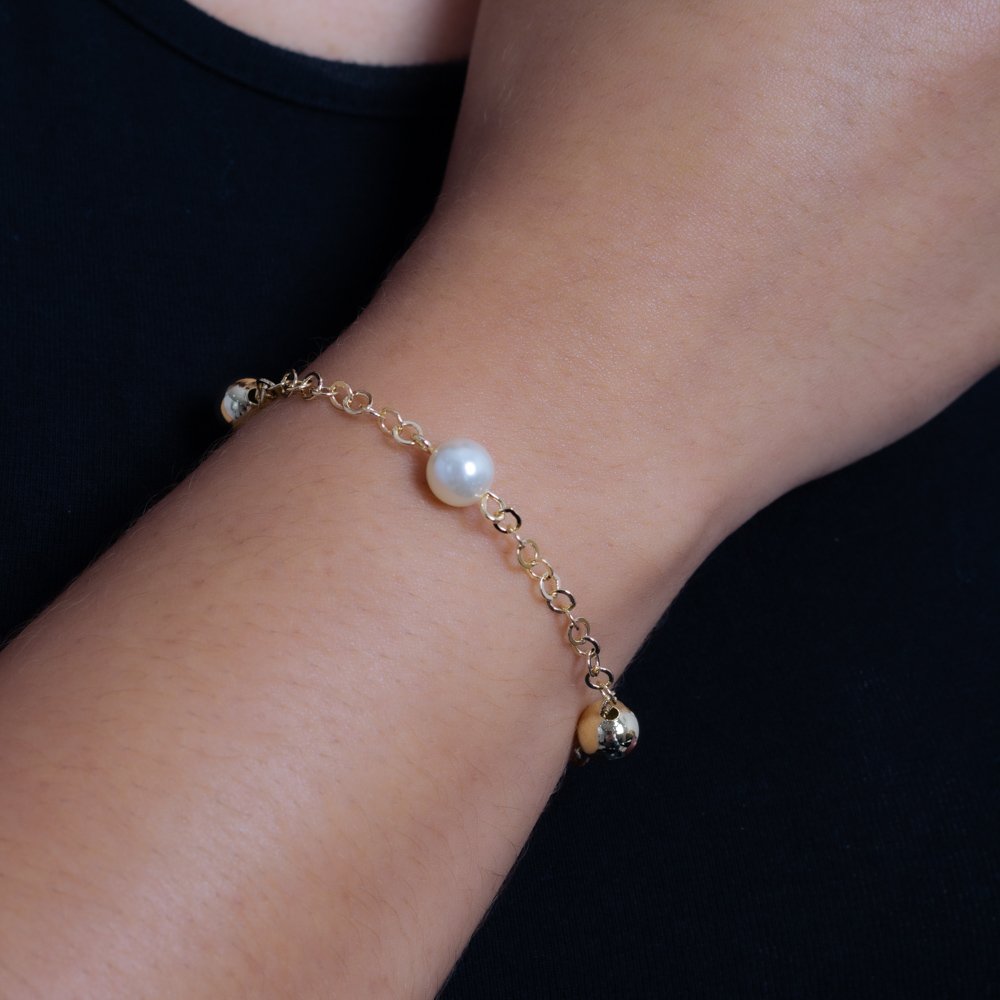 Pst-3357-Fo Pulseira De Pérolas E Bolinha