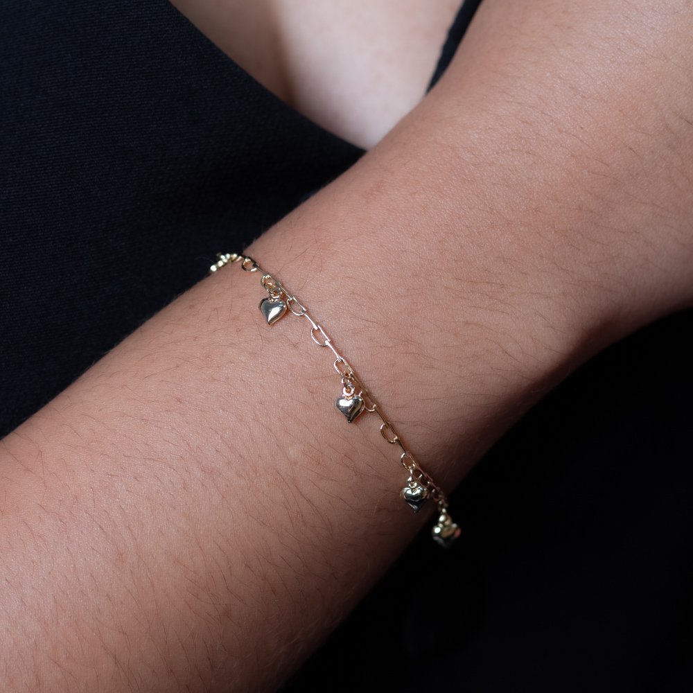 Pst-3360-Fo Pulseira Elos Com Corações.