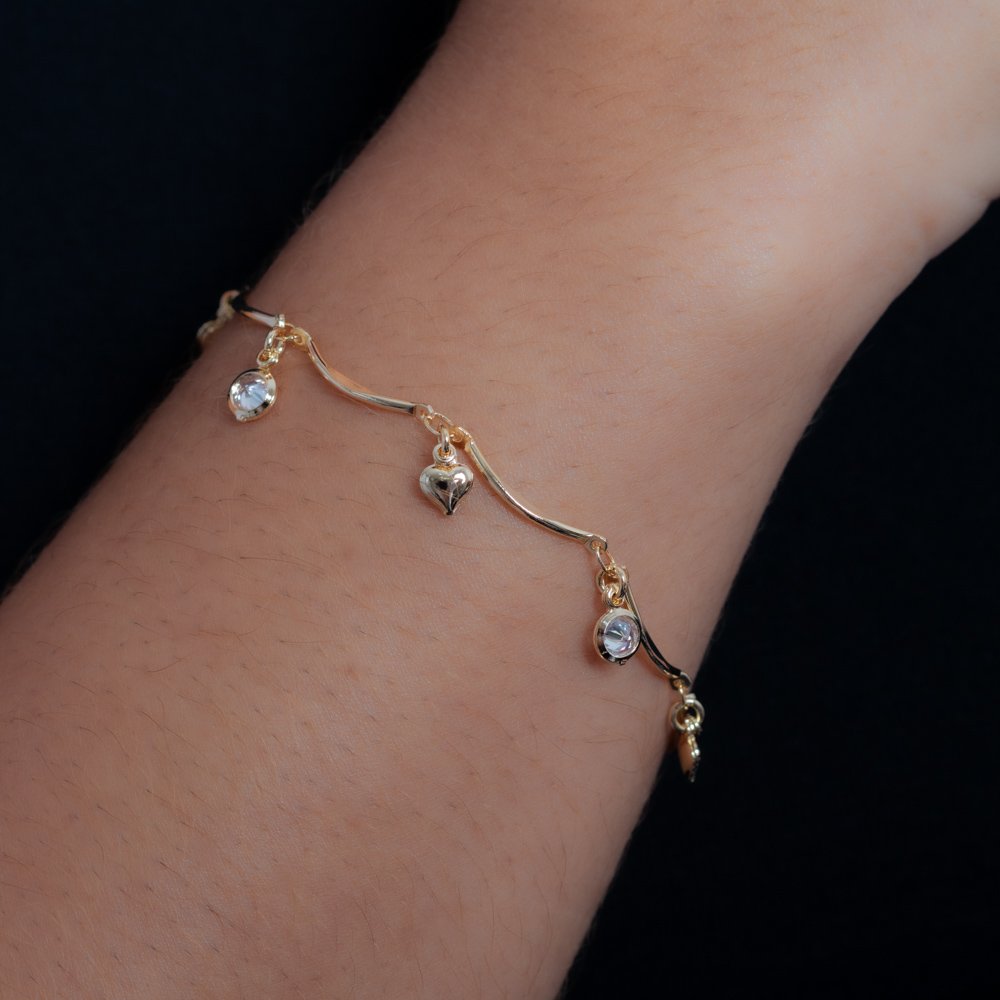 Pst-3365-Fo Pulseira De Corações E Zircônias