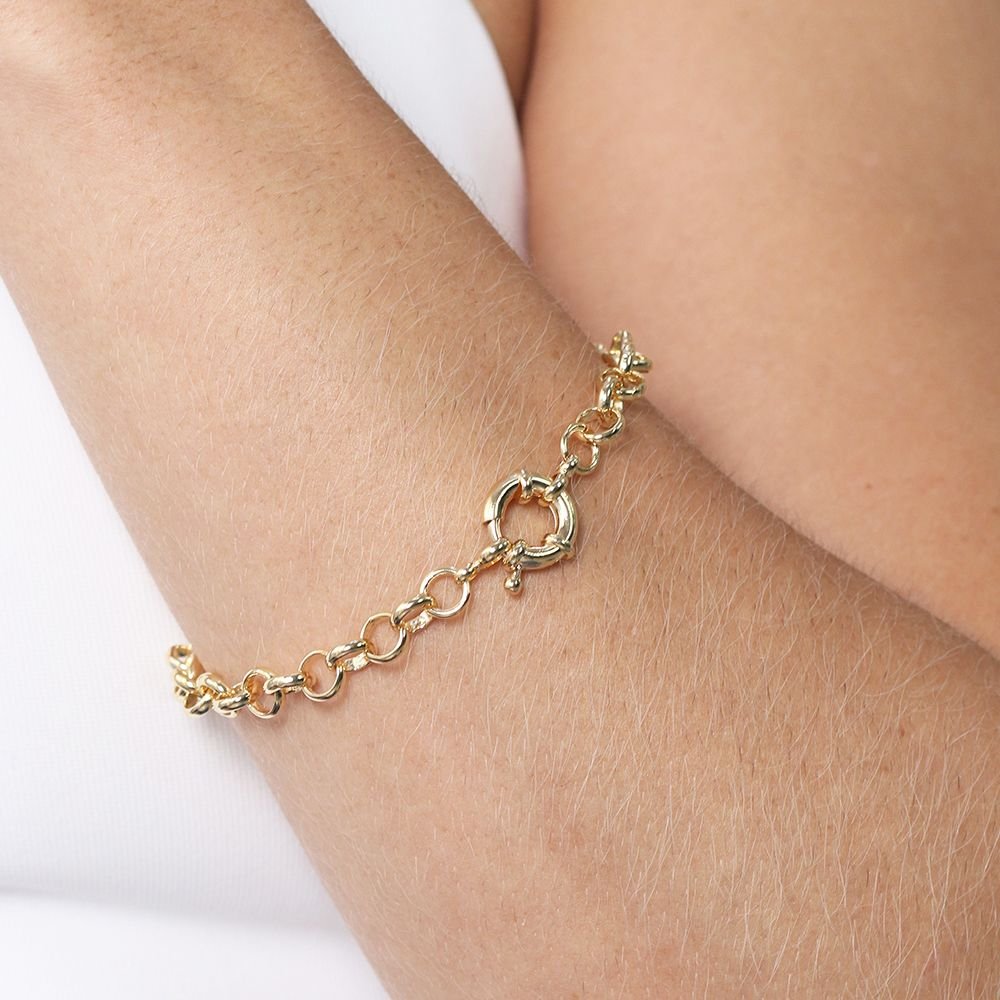 Pst-5010-Fo Pulseira De Elo Português E Fecho Boia (7mm)