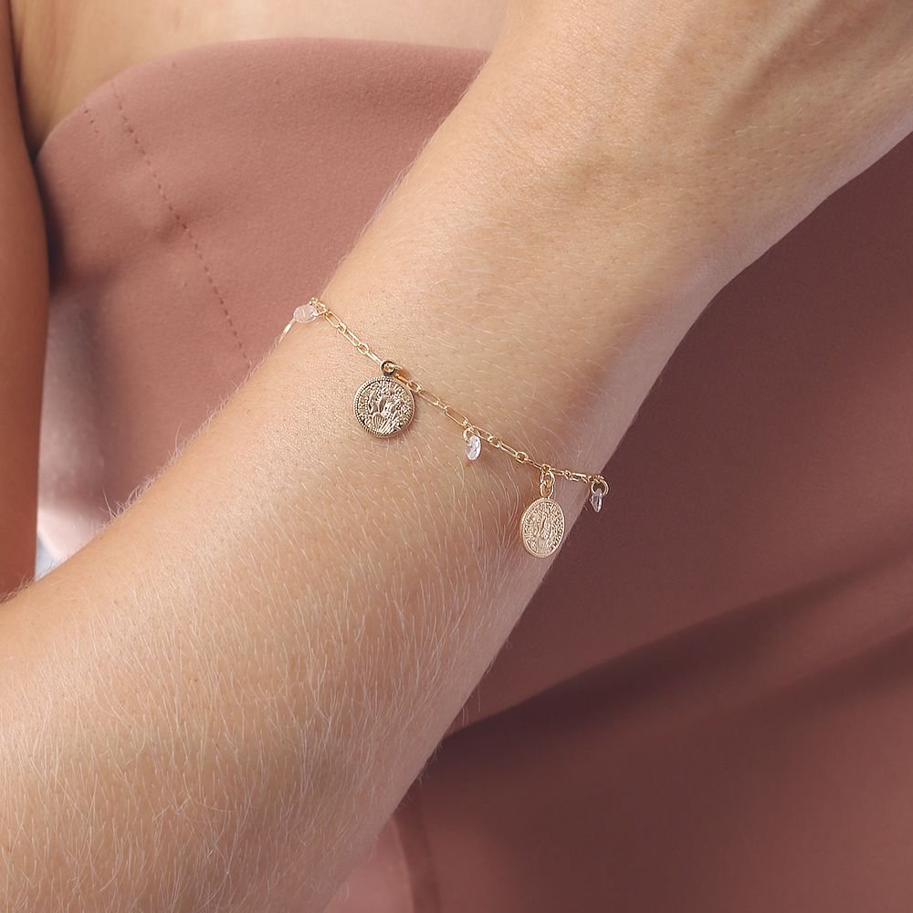 Pst-5020-Fo Pulseira De Elos Pedras E Medalhas De São Bento. Pst-5020-Fo Pulseira De Elos Pedras E Medalhas De São Bento.