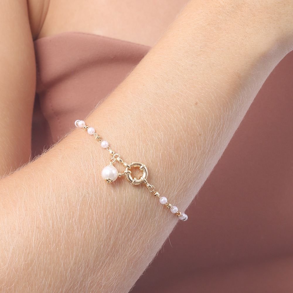 Pst-5025-Fo Pulseira De Pérolas Bolinhas Lisas E Fecho Boia. Pst-5025-Fo Pulseira De Pérolas Bolinhas Lisas E Fecho Boia.
