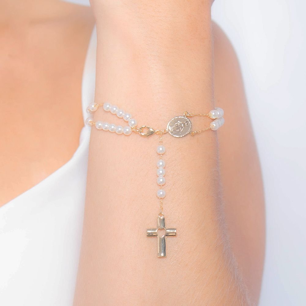 Pst-5028-Fo Pulseira Terço De Pérolas Nossa Sra. Das Graças. Pst-5028-Fo Pulseira Terço De Pérolas Nossa Sra. Das Graças.