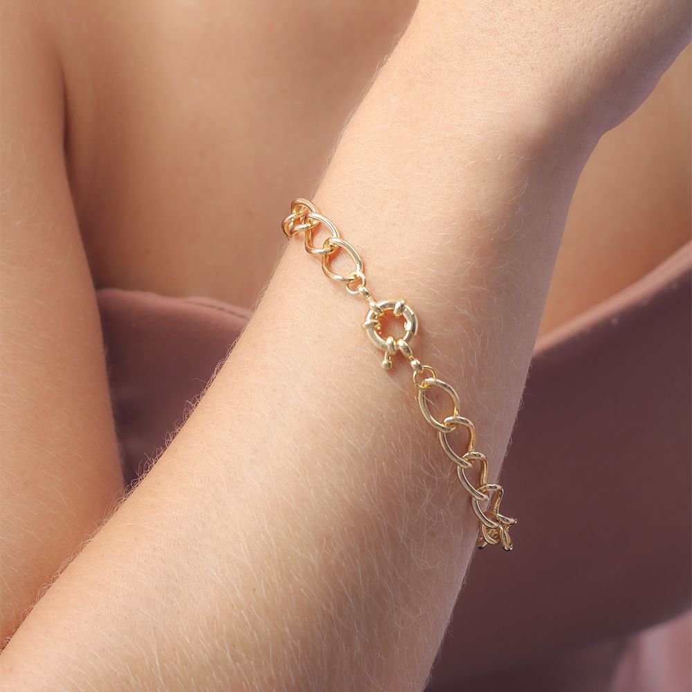 Pst-5037-Fo Pulseira De Elos E Fecho Boia (11mm). Pst-5037-Fo Pulseira De Elos E Fecho Boia (11mm).