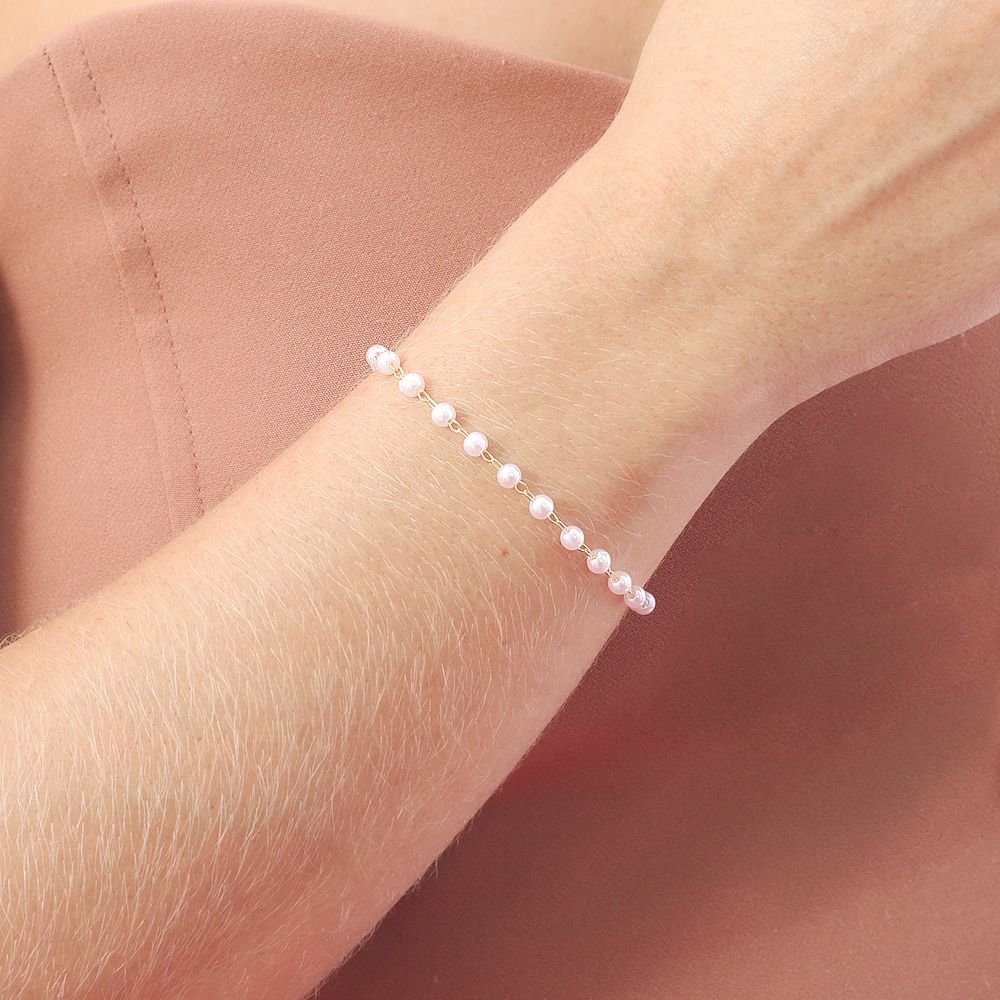Pst- 5048-Fo Pulseira De Pérolas Bolinhas Lisa