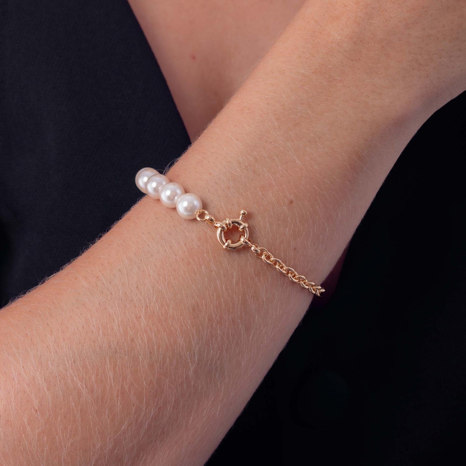 Pst-5076-Fo Pulseira De Pérolas E Corrente Com Fecho Boia.