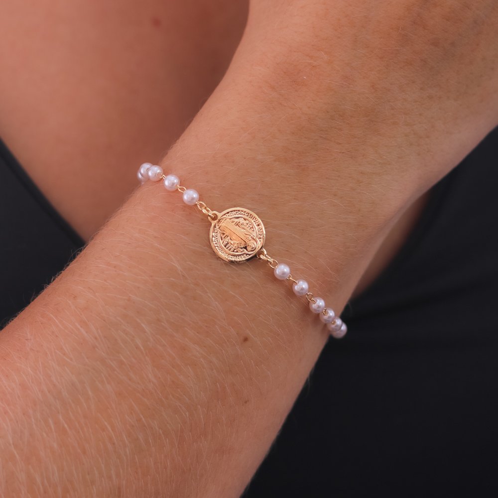 Pst-5090-Fo Pulseira São Bento Com Pérolas.