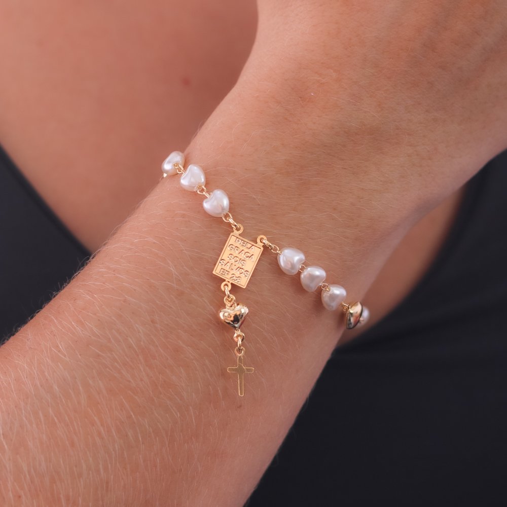 Pst-5092-Fo Pulseira Nossa Senhora Do Carmo Com Pérolas.&Nbsp;