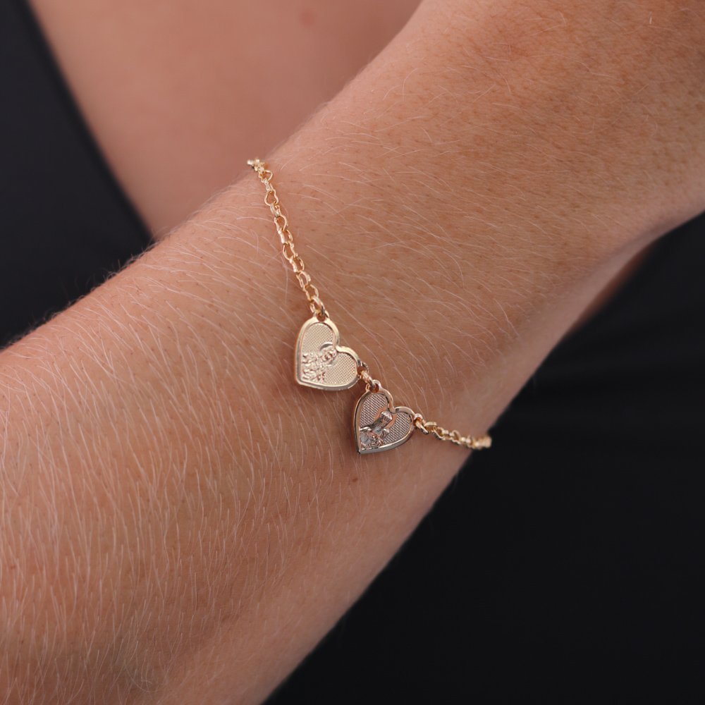Pst-5094-Fo Pulseira Com Medalha De Coração Sagrado Coração De Jesus / Nossa Senhora Do Carmo.