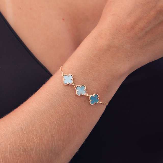 Pst-5104-Fo Pulseira Trevo Com Resina Rosa.