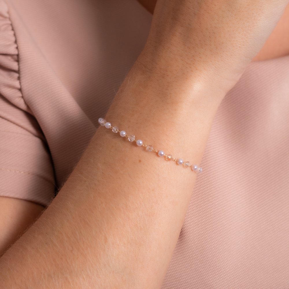 Pst-5118-Fo Pulseira De Pérolas E Bolinhas Transparentes.