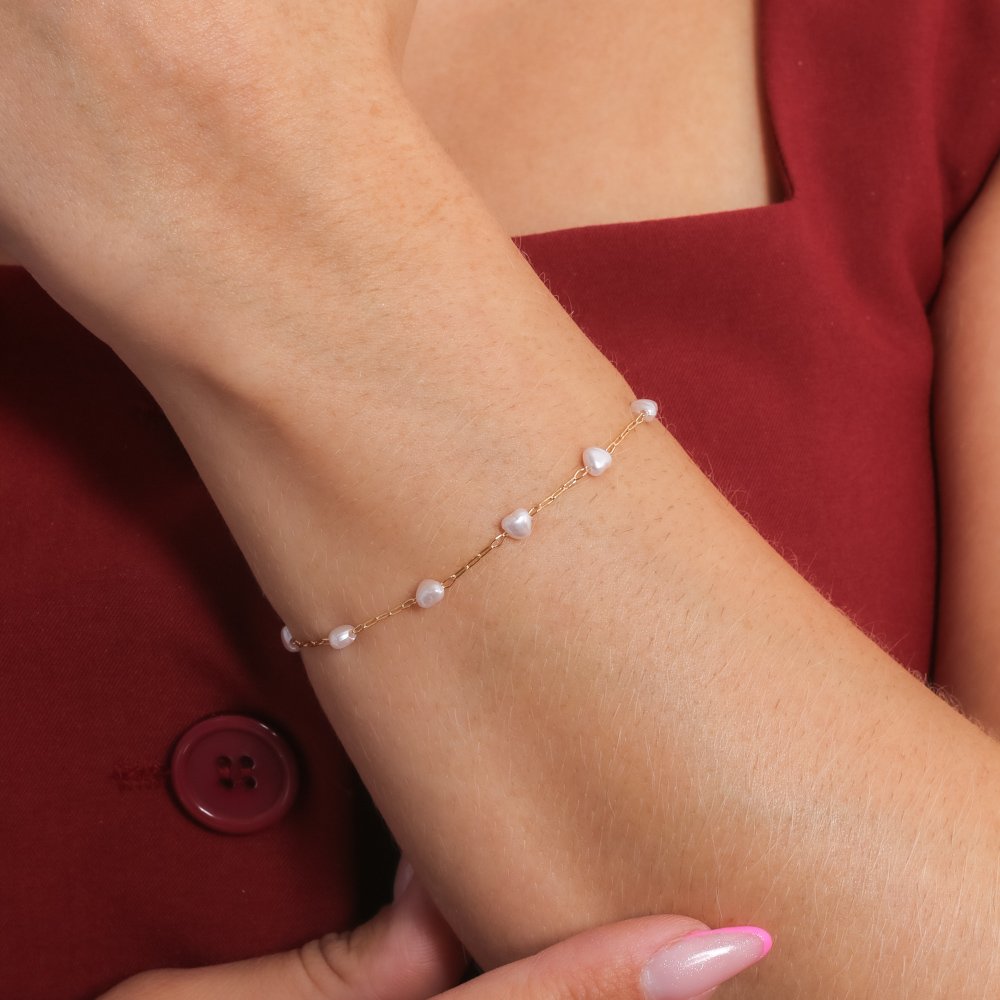 Pst-5121-Fo Pulseira De Pérolas De Corações.