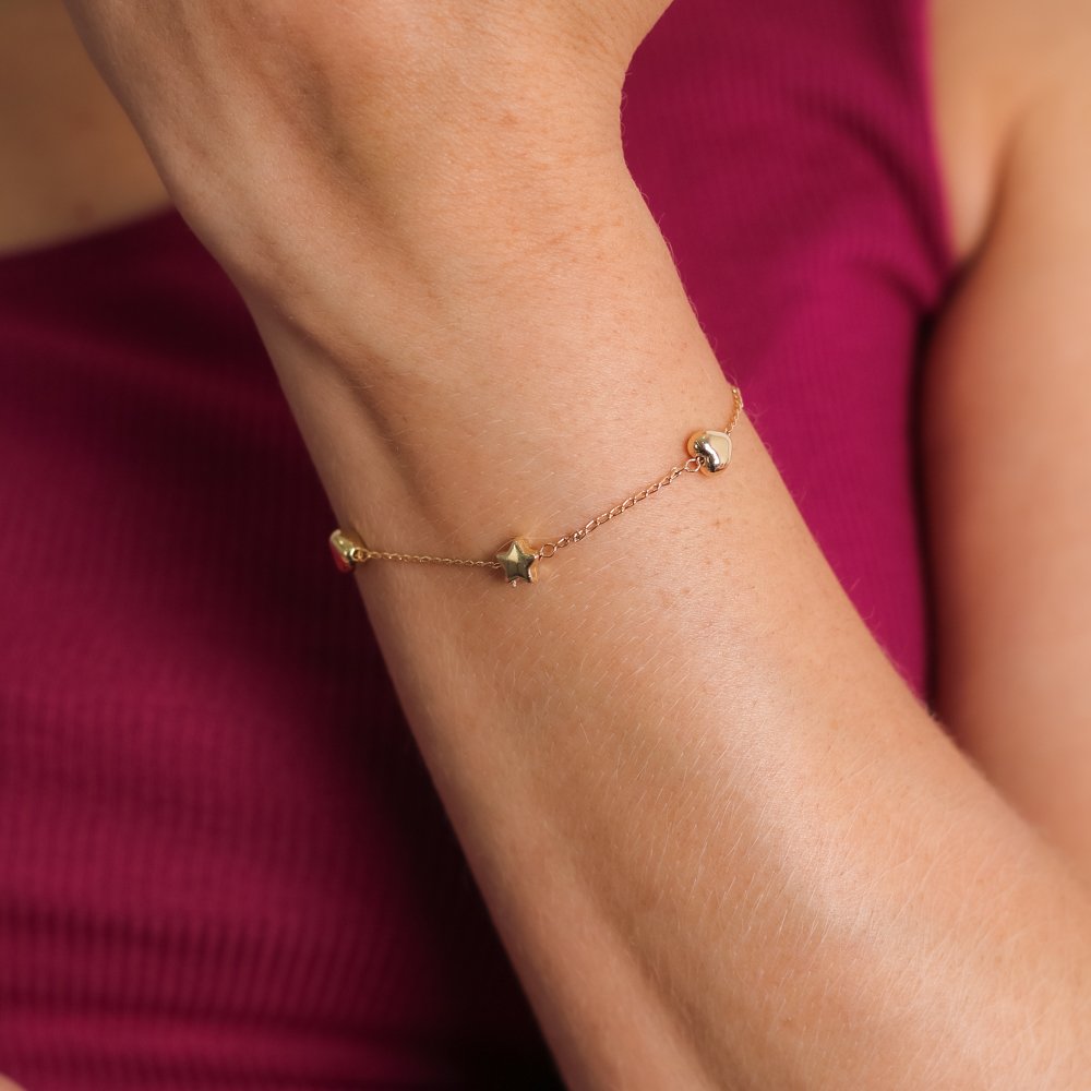 Pst-5125-Fo Pulseira De Corações E Estrelas.