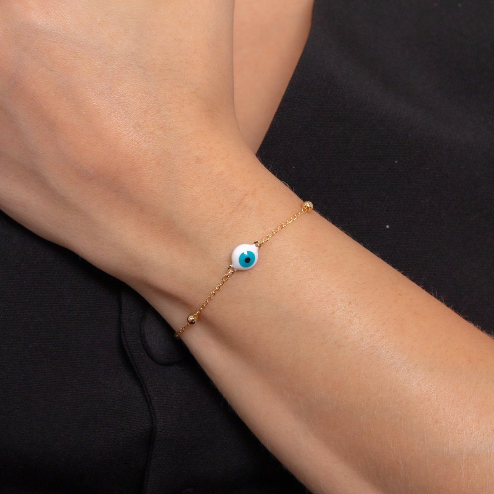 Pst-5201-Fo Pulseira De Olho Grego E Bolinhas.